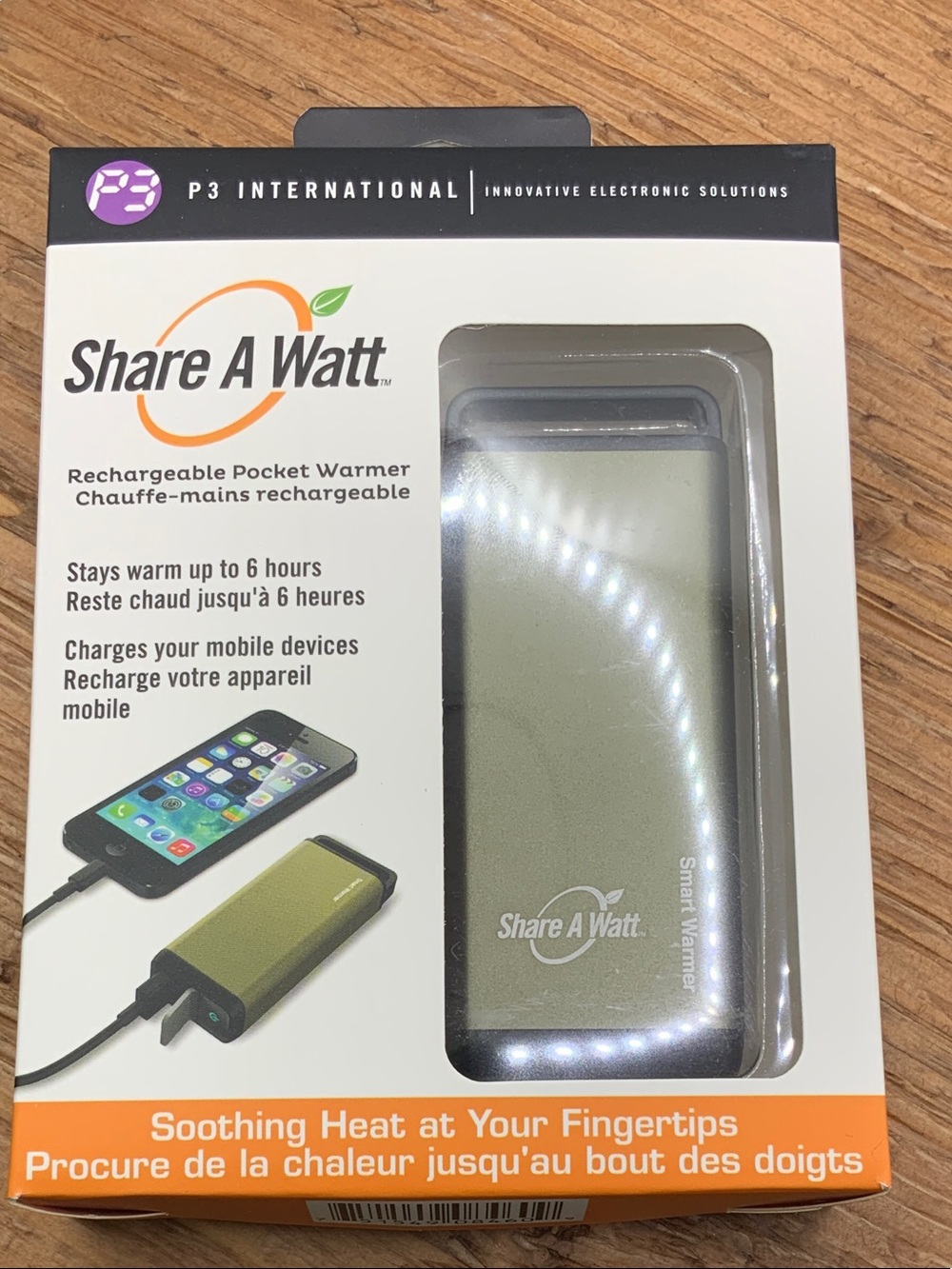 P3 International Green Rechargeable Pocket Warmer & Mobile Power Bank